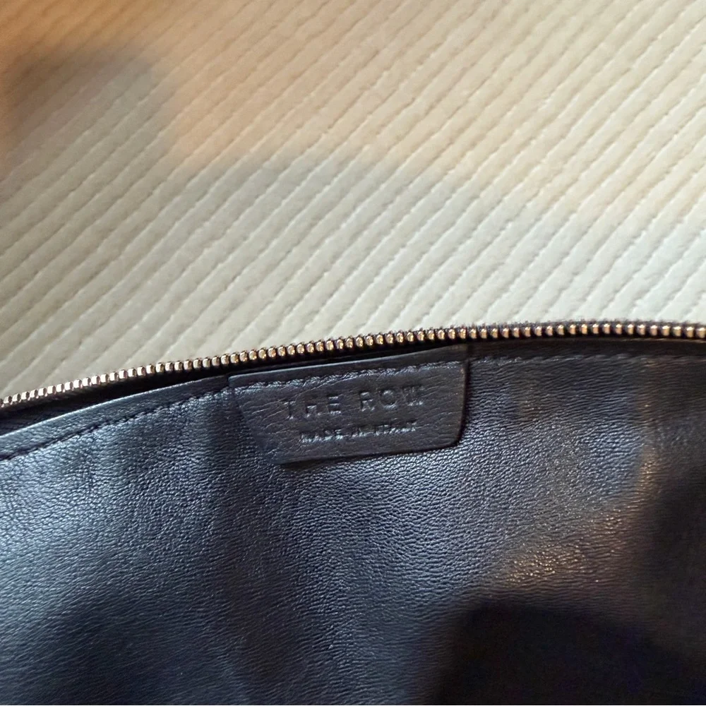 The Row Black Oversized Leather Clutch